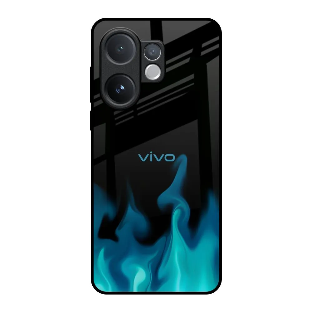 Teal Flames Glass Case for Vivo V60 5G Practical Accessory