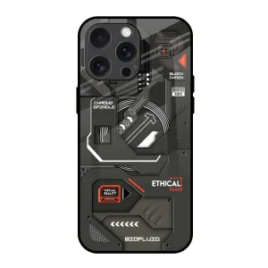 Clear Back Tech Aesthetics Glass Case for iPhone 15 Pro Max