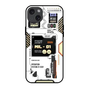 Textured Finish Soft Detail Tech Display Glass Case for iPhone 15 Plus