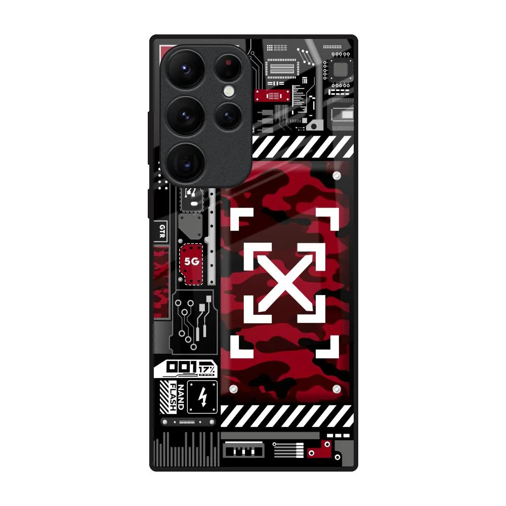 Technology Art Glass Case for Samsung Galaxy S22 Ultra 5G Vivid Coloration Daily Grip