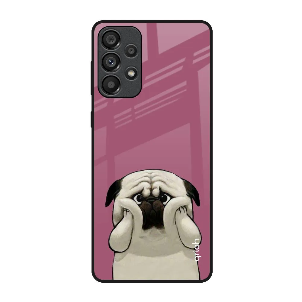 Funny Pug Face Glass Case For Samsung Galaxy A73 5G Fashion Edge Portable Fit