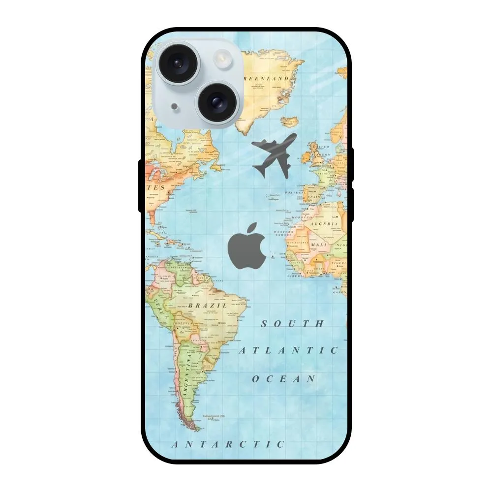Classic Look Fly Around The World Glass Case for iPhone 15
