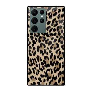 Modern Touch Leopard Seamless Glass Case For Samsung Galaxy S22 Ultra 5G
