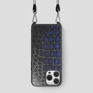 Crossbody Sport Case For iPhone 15 Pro In Patina Alligator Creative Pattern Smooth Shield