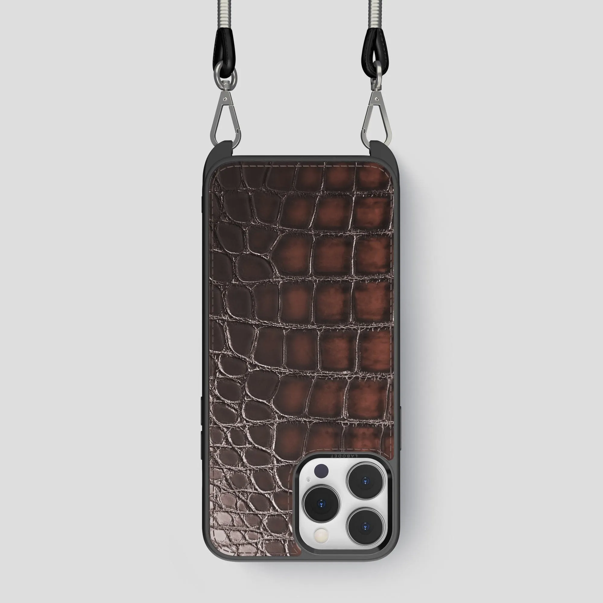 Colorful option Crossbody Sport Case For iPhone 15 Pro In Patina Alligator