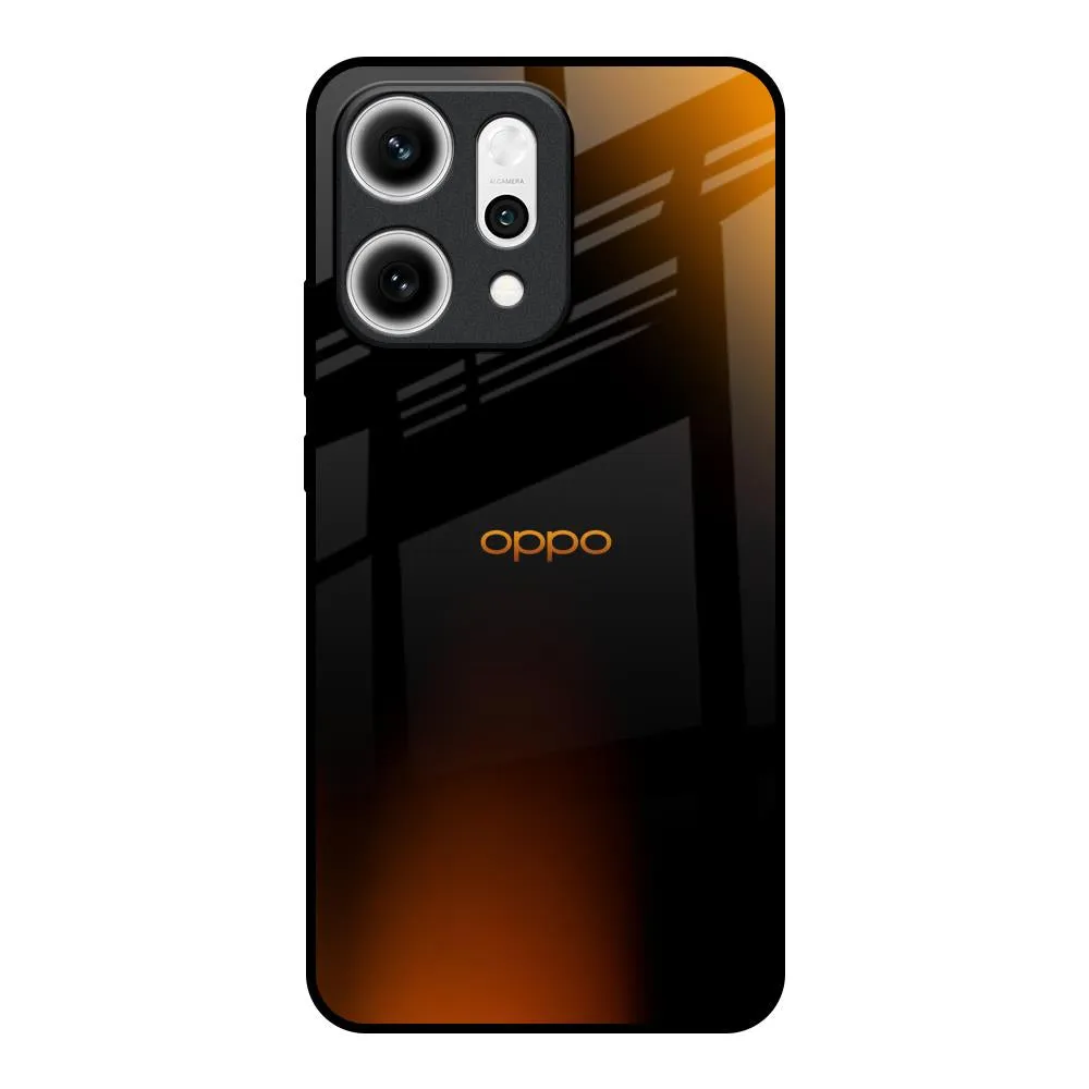 Protective Build Texture Orange Black Fusion Glass Case for Oppo Reno14 5G