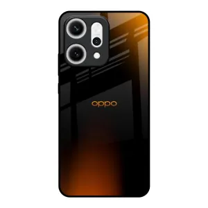 Protective Build Texture Orange Black Fusion Glass Case for Oppo Reno14 5G