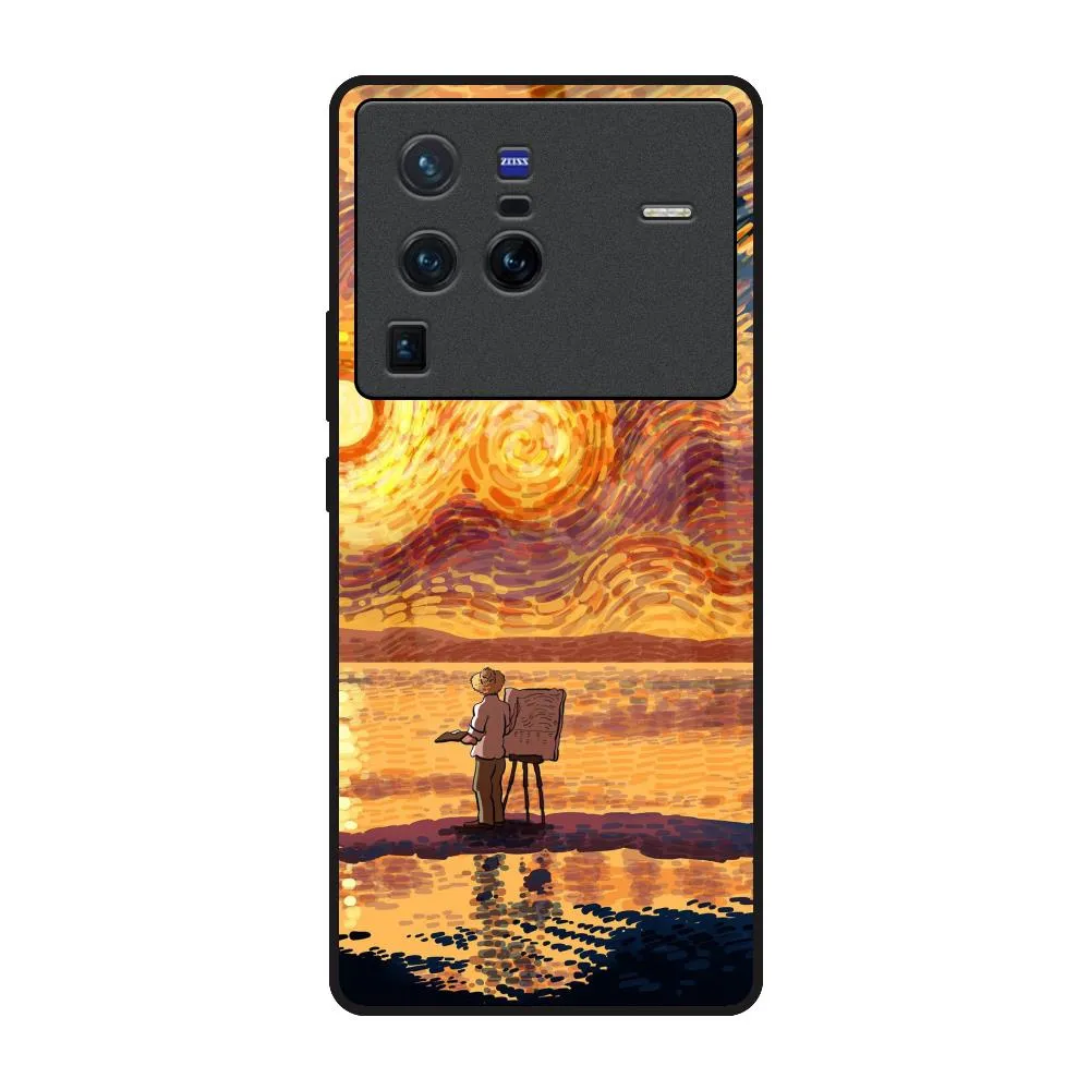 Sunset Vincent Glass Case for Vivo X80 Pro 5G Glossy Texture Layer
