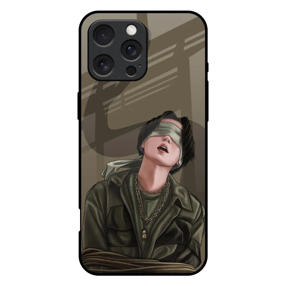 Blind Fold Glass Case for iPhone 16 Pro Max Luxury Surface Layer Futuristic style