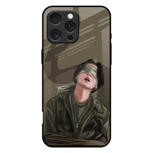 Blind Fold Glass Case for iPhone 16 Pro Max Luxury Surface Layer Futuristic style