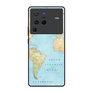 Soft Shield Travel Map Glass Case for Vivo X80 Pro 5G