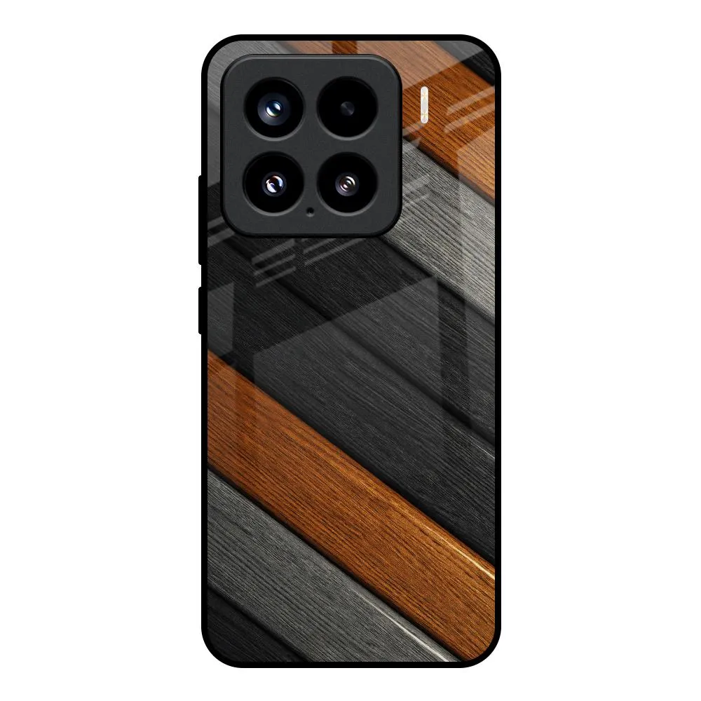 Tri Color Wood Glass Case for Mi 15 5G Protective Pattern Slim Protection