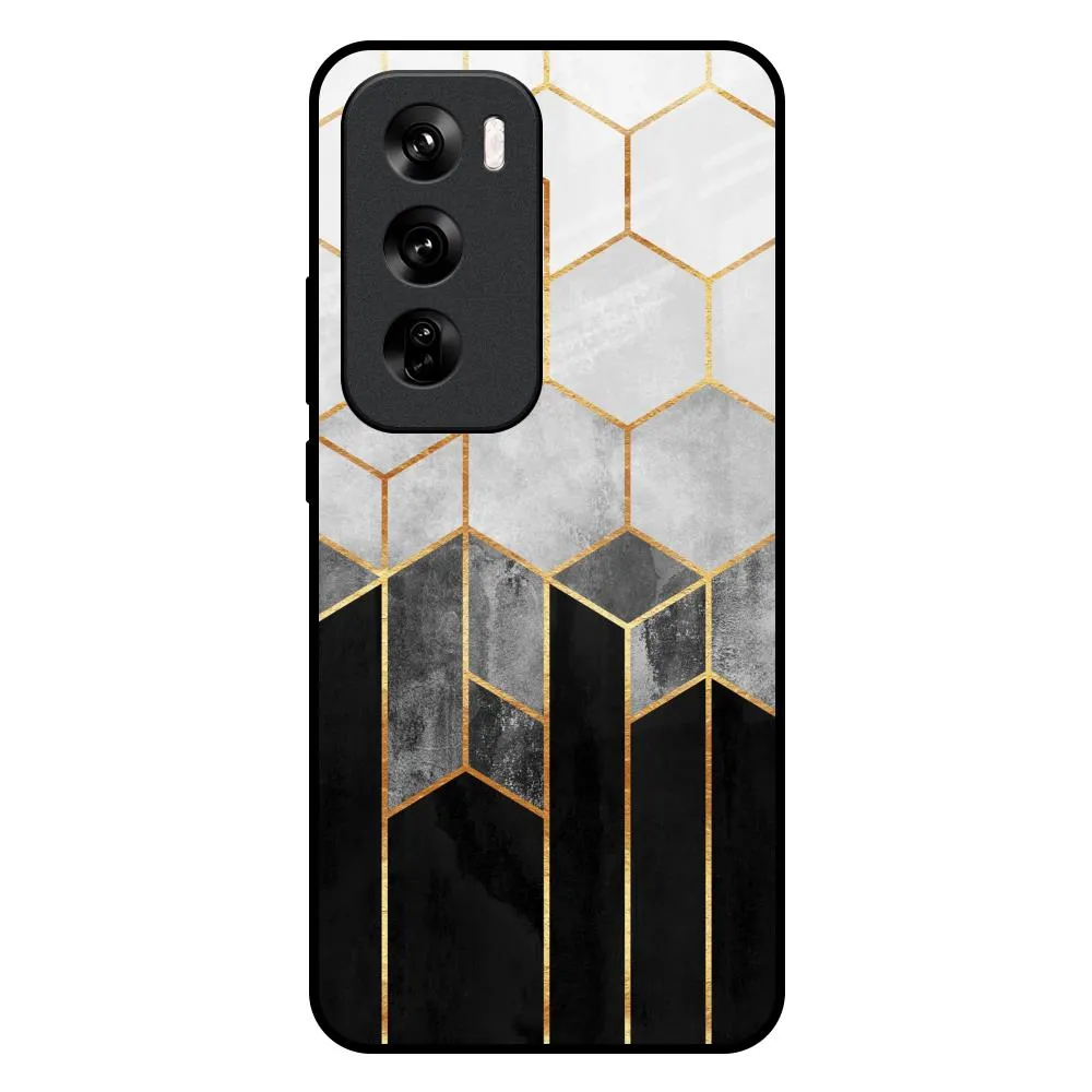 Grip Layer Tricolor Pattern Glass Case for Oppo Reno 12 Pro 5G