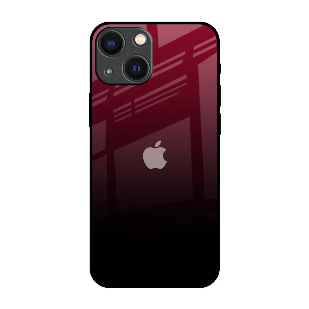 Compact Structure Wine Red Glass Case For iPhone 14 Plus