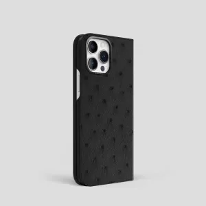 Elegant Pattern Design Folio Case For iPhone 15 Pro In Ostrich