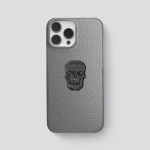 Classic Case With Carbon Skull For iPhone 15 Pro Max In Calf Modern Surface Design