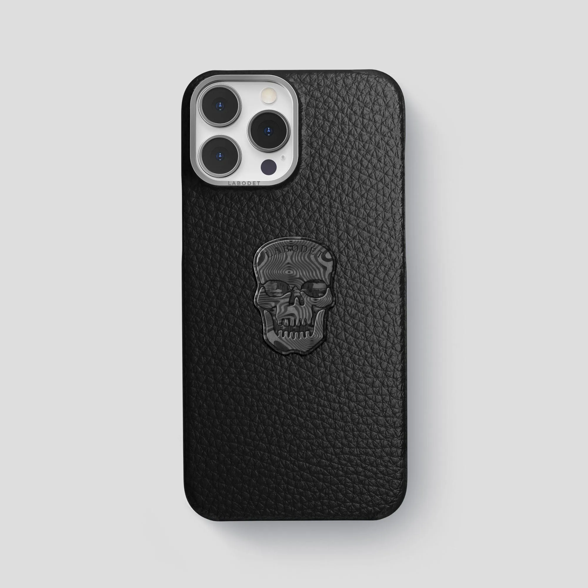 Compact Pattern Premium Texture Design Classic Case With Carbon Skull For iPhone 15 Pro Max In Calf