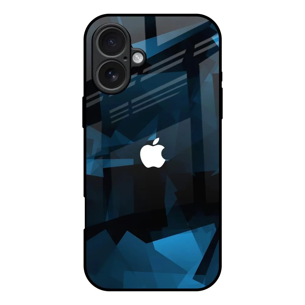 Soft Layered Design Daily Carry Polygonal Blue Box Glass Case For iPhone 17