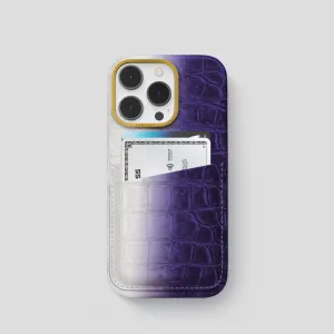 Double Card Case For iPhone 15 Pro In Himalayan Crocodile Comfort Texture Finish