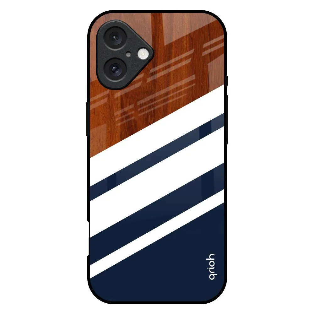 Bold Stripes Glass Case for iPhone 16 Plus Simple Texture