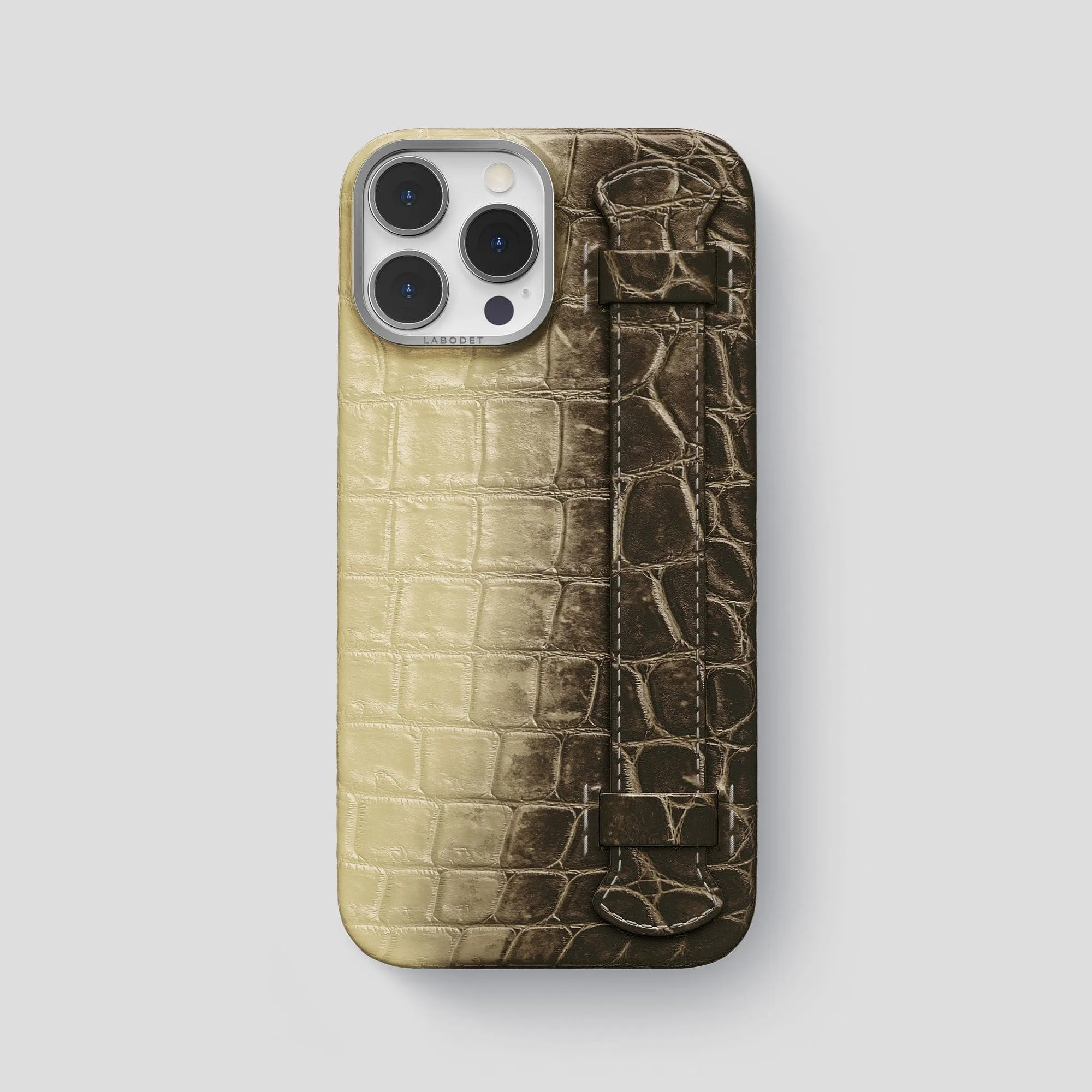 Handle Case For iPhone 15 Pro Max In Himalayan Crocodile Premium Texture Design