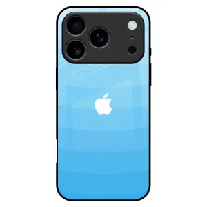 Wavy Blue Pattern Glass Case for iPhone 17 Pro Max Soft Edge Durable Edge Layer
