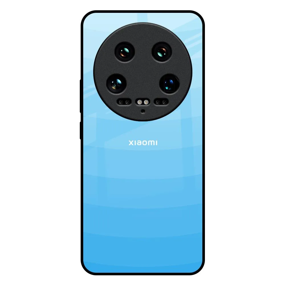 Matte Design Texture Minimal Form Wavy Blue Pattern Glass Case for Mi 14 Ultra 5G