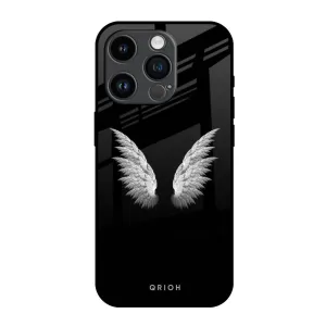 Rugged Frame Modern Accent White Angel Wings Glass Case for iPhone 14 Pro