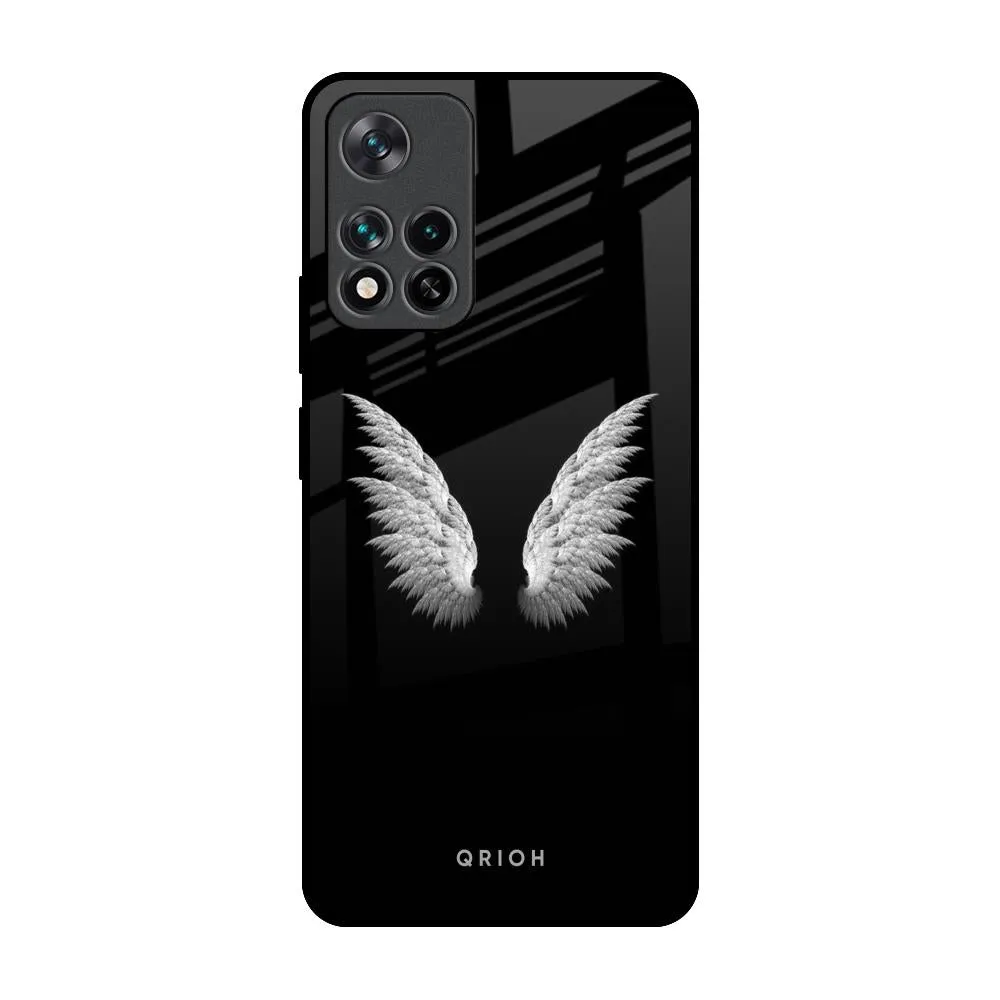 White Angel Wings Glass Case for Mi 11i Luxury Detail Texture Smooth Detail