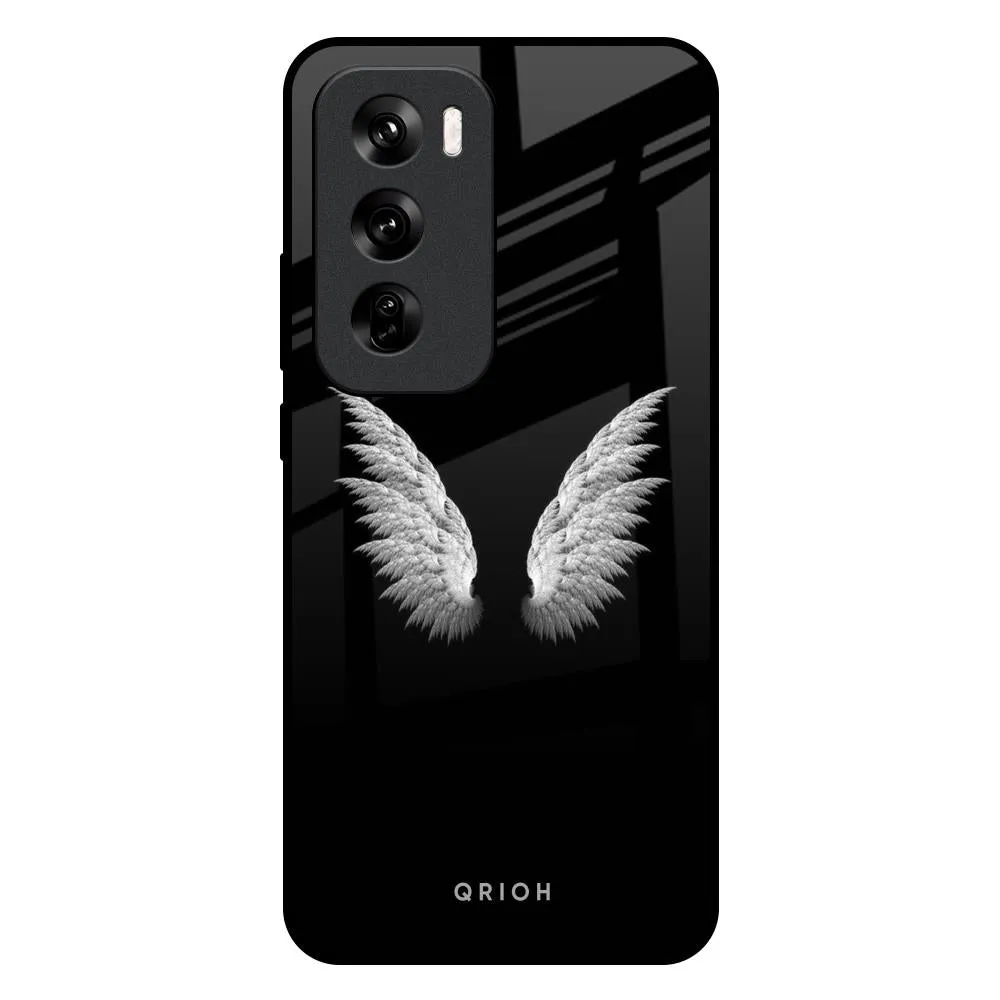 White Angel Wings Glass Case for Oppo Reno 12 5G Minimal Surface Layer Comfort Fit