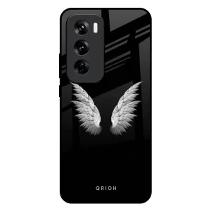White Angel Wings Glass Case for Oppo Reno 12 5G Minimal Surface Layer Comfort Fit