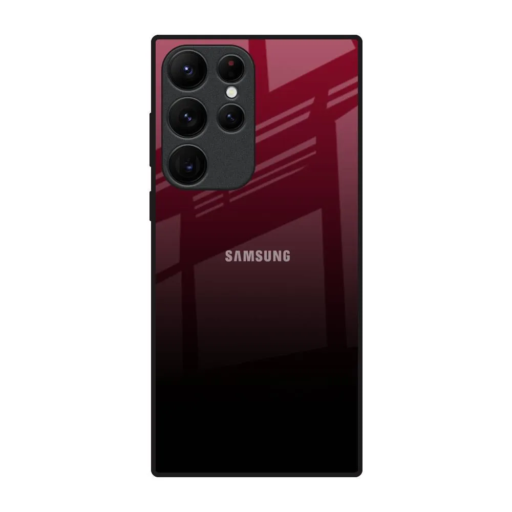 Flexible Layer Design Rugged Frame Design Wine Red Glass Case For Samsung Galaxy S22 Ultra 5G
