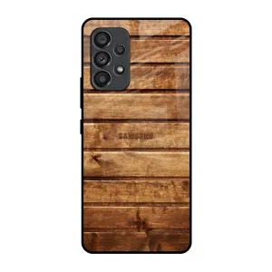 Soft Surface Design Wooden Planks Glass Case for Samsung Galaxy A53 5G