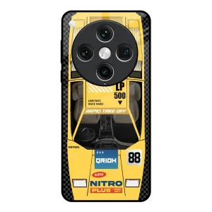 Yellow Racing Car Glass Case for Oppo Find x8 Pro Stylish Layer Texture